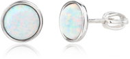 BEALIO 13680 Stříbrné náušnice kulaté BÍLÝ OPÁL (Ag 925/1000, 1,69 g) - Earrings