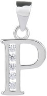 BEALIO 02916 Stříbrný přívěsek PÍSMENO P se zirkony (Ag 925/1000, 0,85 g) - Charm