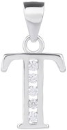 BEALIO 04962 Stříbrný přívěsek PÍSMENO T se zirkony (Ag 925/1000, 0,87 g) - Charm