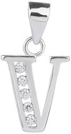 BEALIO 02918 Silver Pendant LETTER V with Zircons (Ag 925/1000, 0.91g) - Charm