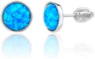 BEALIO 13681 Stříbrné náušnice kulaté MODRÝ OPÁL (Ag 925/1000, 1,7 g) - Earrings