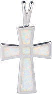 BEALIO 04356 Stříbrný přívěsek KŘÍŽ bílý OPÁL (Ag 925/1000, 2,3 g) - Charm