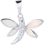 BEALIO 05637 Stříbrný přívěsek VÁŽKA bílý OPÁL (Ag 925/1000, 2,03 g) - Charm