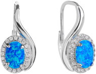BEALIO 12583 Stříbrné náušnice OVÁLNÉ S VLNKOU modrý OPÁL (Ag 925/1000, 2,94 g) - Earrings