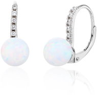 BEALIO 13652 Stříbrné náušnice s kulatým BÍLÝM OPÁLEM 8 mm (Ag 925/1000, 2,6 g) - Earrings