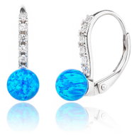 BEALIO 13651 Stříbrné náušnice s kulatým MODRÝM OPÁLEM 6 mm (Ag 925/1000, 1,82 g) - Earrings
