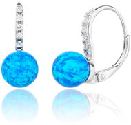 BEALIO 13653 Stříbrné náušnice s kulatým MODRÝM OPÁLEM 8 mm (Ag 925/1000, 2,59 g) - Earrings