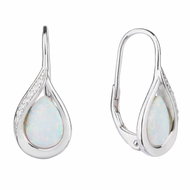 BEALIO 09826 Stříbrné náušnice SLZA bílý OPÁL (Ag 925/1000, 2,56 g) - Earrings