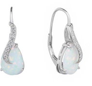 BEALIO 09836 Stříbrné náušnice VLNKA bílý opál (Ag 925/1000, 2,6 g) - Earrings