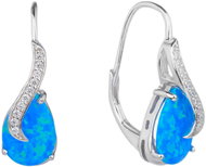 BEALIO 09838 Stříbrné náušnice VLNKA modrý opál (Ag 925/1000, 2,58 g) - Earrings