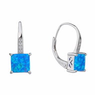 BEALIO 06615 Stříbrné náušnice ZDOBENÉ modrý OPÁL (Ag 925/1000, 1,82 g) - Earrings