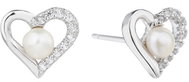BEALIO 07577 Stříbrné náušnice SRDÍČKO s říční perlou (Ag 925/1000, 1,59 g) - Earrings