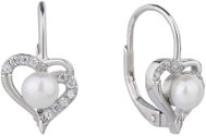 BEALIO 10268 Stříbrné náušnice SRDÍČKO s perlou (Ag 925/1000, 2,18 g) - Earrings