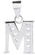 BEALIO 02893 Stříbrný přívěsek PÍSMENO M se zirkony (Ag 925/1000, 1,29 g) - Charm
