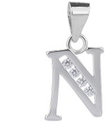 BEALIO 02894 Stříbrný přívěsek PÍSMENO N se zirkony (Ag 925/1000, 1,04 g) - Charm
