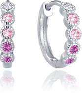 MINET Children's Silver Hoop Earrings with White, Pink and Red Zirconia (Ag 925/1000, 1.9g) - Earrings