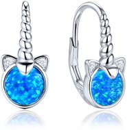 MINET Children's silver unicorn earrings with blue opals and white zircons (Ag 925/1000, 2.35 g) - Earrings
