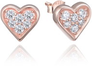 MINET Rose Gold Sterling Silver Heart Earrings with Zirconia (Ag 925/1000, 1.35g) - Earrings