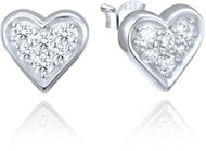 MINET Silver Heart-Shaped Earrings with Zircons (Ag 925/1000, 1.4g) - Earrings