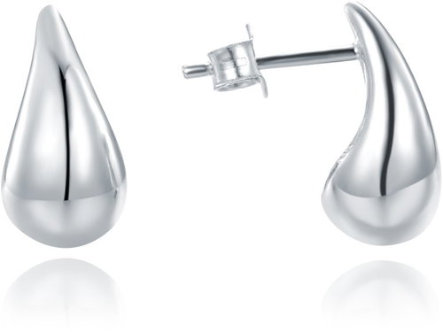 MINET Modern Silver Teardrop Stud Earrings (Ag 925/1000, 2.95g) - Earrings - Main image