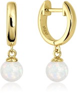 MINET Gold-Plated Silver Earrings with White Opals (Ag 925/1000, 2.55g) - Earrings