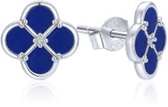 MINET Silver Clover Leaf Earrings with Lapis Lazuli (Ag 925/1000, 2.10g) - Earrings