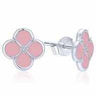 MINET Silver Clover Earrings with Jadeite (Ag 925/1000, 2.15g) - Earrings