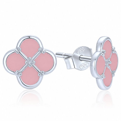 MINET Silver Clover Earrings with Jadeite (Ag 925/1000, 2.15g) - Earrings - Main image