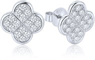 MINET Silver Four-Leaf Clover Earrings with White Zircons (Ag 925/1000, 2.4g) - Earrings