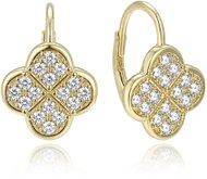 MINET Gold-Plated Silver Four-Leaf Clover Earrings with White Zirconia (Ag 925/1000, 2.95g) - Earrings