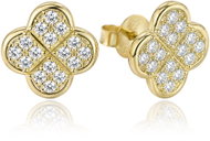 MINET Gold-Plated Silver Four-Leaf Clover Earrings with White Zirconia (Ag 925/1000, 2.45g) - Earrings