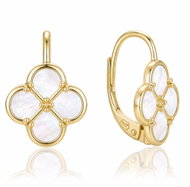 MINET Gold-Plated Silver Four-Leaf Clover Earrings with White Mother-of-Pearl (Ag 925/1000, 2.6g) - Earrings