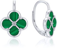 MINET Silver Clover Earrings with Malachite (Ag 925/1000, 2.5g) - Earrings