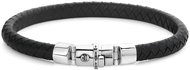 Rebel & Rose Half Round Braided Black Pánský kožený náramek, spona ze stříbra (Ag 925/1000) - Bracelet