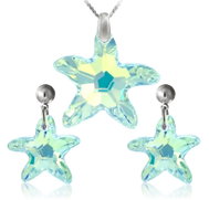Swarovski-Crystals Star Jewellery Set with Swarovski crystals: pendant, chain and earrings - Earrings