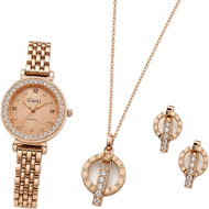 Giori Milano dámská sada hodinek, řetízku a náušnic, růžové zlato - Watch Gift Set