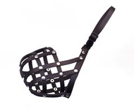 Bafpet Kožený náhubek, pletený Hnědý, vel. č. 3, OČ 26cm, DČ 7cm, OK 35-47cm, 19703C - Dog Muzzle