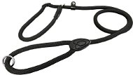 Bafpet Predvádzacie vodidlo, jednofarebné lano, šité kožou – Čierne, 12 mm × 130 cm, 15223J - Vodítko