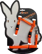 Bafpet Set pro králíka - kšíry + vodítko, Oranžová, 10mm × 120cm, 10mm × OK 19-26, OH 24-37cm, 20411 - Postroj