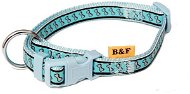 Bafpet Popruhový obojek "Reflexní kostičky" - světle modrý, 15mm × 30-50cm, 18100K - Dog Collar
