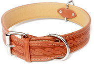 Bafpet Kožený obojek zdobený vlisem, HERRY - Koňak, 40mm × 65cm /47-58/ 07103 - Dog Collar