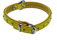 Bafpet Kožený obojek DENYS - Žlutá, 14mm × 37cm /29-35/ 04112 - Dog Collar