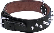 Bafpet Kožený obojek MOLOSS, zdobený ostny 2ř. - Černý, 50mm × 60cm /55-61/ 08121 - Dog Collar
