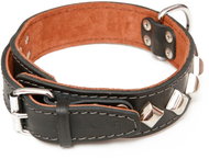 Bafpet Leather collar MOLOSS, decorated with pyramids - Black, 40mm × 60cm /55-61/ 08106 - Dog Collar