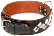 Bafpet Leather collar MOLOSS, decorated with pyramids - Black, 50mm × 65cm /60-66/ 08117 - Dog Collar