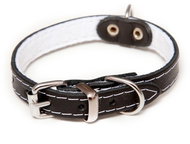 Bafpet Kožený obojek STELLA podšitý filcem, hladký - Černý, 14mm × 35cm /26-32/ 01106 - Dog Collar