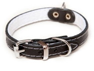 Bafpet Leather collar STELLA, felt lined, smooth - Black, 16mm × 45cm /36-42/ 01108 - Dog Collar