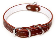 Bafpet Kožený obojek STELLA podšitý filcem, hladký - Hnědý, 16mm × 40cm /30-35/ 01107 - Dog Collar