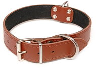Bafpet Kožený obojek STELLA podšitý filcem, hladký - Hnědý, 30mm × 55cm /38-49/ 01120 - Dog Collar