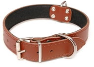 Bafpet Kožený obojek STELLA podšitý filcem, hladký - Hnědý, 30mm × 65cm /49-59/ 01122 - Dog Collar